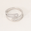 Brass Micro Pave Clear Cubic Zirconia Cuff Rings for Women NQ2176-1-1