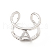 Clear Cubic Zirconia Initial Letter Open Cuff Ring RJEW-A012-01P-A-1