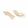 Brass Micro Pave Cubic Zirconia Stud Crawler Earrings EJEW-H091-11G-2