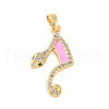 Brass Micro Pave Cubic Zirconia Enamel Pendants KK-D354-07G-E-1
