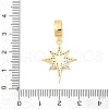 Brass Micro Pave Clear Cubic Zirconia Star European Dangle Charms KK-U058-37G-3