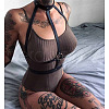 PU Leather & Alloy Harness Chest Waist Chain for Women WGB91D6-04-1