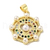 Brass Micro Pave Cubic Zirconia Pendants KK-Z042-29G-01-1