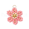 Glass Seed Beaded Flower Pendants PALLOY-MZ00712-01-1