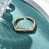 Brass Micro Pave Clear Cubic Zirconia Cuff Finger Rings for Women RJEW-C116-13G-3