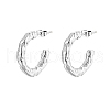 304 Stainless Steel C Shaped Hammered Stud Earrings GU8765-1-1