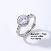 Mother's Day Rings Flat Round Platinum Brass Adjustable Ring with Cubic Zirconia EG7863-11-1