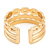 PVD Vacuum Plating 304 Stainless Steel Oval Link Chain Open Cuff Rings RJEW-G316-04G-3