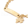 201 Stainless Steel Rectangle & Clover Charm Bracelet with Cable Chain for Women STAS-P304-18G-2