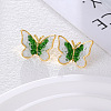 Butterfly Brass Stud Earrings EJEW-K308-05G-02-1