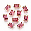 Brass Glass Rhinestone Pendants X-GLAA-S179-21F-RS-1