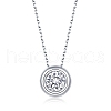 Anti-Tarnish Rhodium Plated 925 Sterling Silver Pave Crystal Moissanite Rhinestone Flat Round Multi-Strand Links STER-U003-05P-1