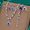 Fashionable Brass Rhinestone Bracelets & Earrings & Necklaces & Rings Sets FS-WG0E119-01-1