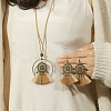 Alloy & Wood Tassel Pendant Necklace & Dangle Earring FS-WGEEC72-04-3