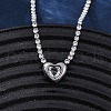 304 Stainless Steel Clear Cubic Zirconia Heart Pendant Necklaces for Women NJEW-Z044-15P-02-2