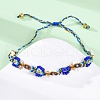 Flower Glass Seed Beaded Braided Bead Bracelets for Women Frineds BJEW-F493-10A-4