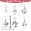 30Pcs 6 Styles Tibetan Style Alloy Mushroom Pendant Decoration HJEW-AB00465-2