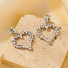 French Romantic Style Fashion Brass Rhinestone Hollow Heart Stud Earrings EE4680-1-1