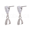 Anti-Tarnish Rhodium Plated 925 Sterling Siler Dangle Stud Earing Settings X-STER-K038-008P-1