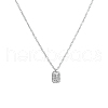 Classic Rectangle 925 Sterling Silver Clear Cubic Zirconia Pendant Cable Chain Necklaces DM1358-2-1