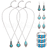 FIBLOOM Bohemian Glass & Plastic Beaded Jewelry Set SJEW-FI0001-29-1