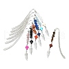 7Pcs 7 Styles Cross Dyed Synthetic Turquoise & Alloy Feather Charm Bookmarks AJEW-JK00350-1