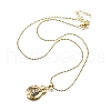 Brass Clear & Blue Cubic Zirconia Nossa Senhora Aparecida Virgin Pendant Necklaces for Women NJEW-U039-01B-G-4