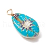 Printed Natural Cowrie Shell Pendants PALLOY-JF03991-4