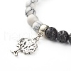Natural Lava Rock and Synthetic Howlite Round Beads Stretch Bracelet for Men Women BJEW-JB06929-7