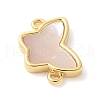 Brass Pave Natural White Shell Connector Charms KK-S522-03I-G-2