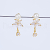Elegant Brass Pave Clear Cubic Zirconia Stud Earrings WX5814-2