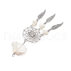 4Pcs 4 Styles Natural Shell & Synthetic Turquoise & Alloy Woven Web/Net with Feather Big Pendants PALLOY-JF03444-5