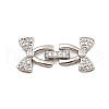 Brass Micro Pave Clear Cubic Zirconia Fold Over Clasps KK-C075-04P-1