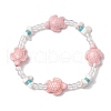 Synthetic Turquoise & Magnesite Beads Stretch Bracelets BJEW-JB11674-2