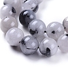 Natural Tourmalinated Quartz/Black Rutilated Quartz Beads Strands G-E558-04-10mm-3