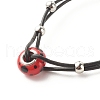 Lampwork Big Rondelle Link Bracelet with Cowhide Leather Cord for Women BJEW-JB07848-3