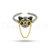 Glasses Dog 925 Sterling Silver Micro Pave Cubic Zirconia Adjustable Cuff Rings FS-WGF17D0-01-5