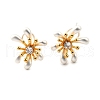 Brass Micro Pave Clear Cubic Zirconia Stud Earrings EJEW-S270-02A-GS-2