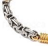 201 Stainless Steel Grooved Column Byzantine Chain Bracelets BJEW-B078-137GP-2