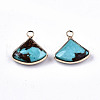 Fan Assembled Natural Bronzite and Synthetic Turquoise Pendants G-N330-023-A01-2