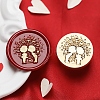 Boy & Girl Golden Tone Round Wax Seal Brass Stamp Heads AJEW-S087-01G-04-1