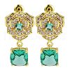 Rack Plating Brass Micro Pave Cubic Zirconia Dangle Stud Earrings EJEW-I304-12-2