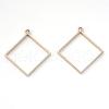 Rack Plating Alloy Rhombus Open Back Bezel Pendants PALLOY-S047-22E-FF-1