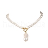 Oval Plastic Pearl Pendant Necklaces for Women NJEW-JN05347-2
