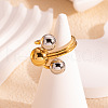 Stainless Steel Interlocking Circle Balls Adjustable Cuff Rings for Women UN0511-3-1