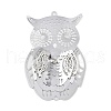 304 Stainless Steel Crystal Rhinestone Owl Connector Charms STAS-H236-09P-1
