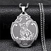 304 Stainless Steel Saint Saint Michael The Archangel Pendant Necklaces for Women NJEW-M105-02P-1