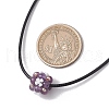Natural Amethyst & Glass Seed Beads Cluster Flower Pendant Necklaces NJEW-MZ00095-02-3
