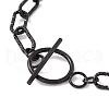 304 Stainless Steel Textured Paperclip Chains Necklace for Women NJEW-P263-02EB-3