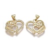 Brass Micro Pave Clear Cubic Zirconia Pendants ZIRC-A011-06G-2